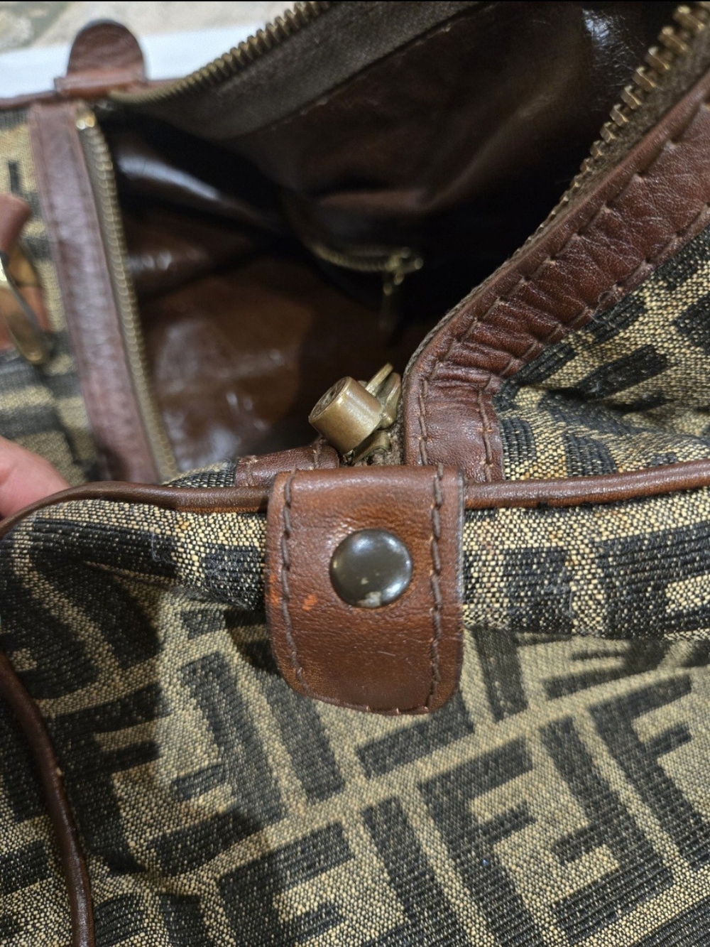 Authentic Fendi Zucca FF Monogram Canvas & Leather Boston Bag – Vintage - Picture 14 of 16